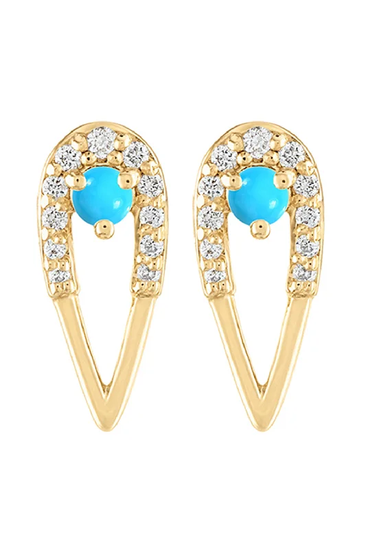 Mini Dresses for Vintage Style Lovers -Mini Turquoise Peacock Stud Earrings