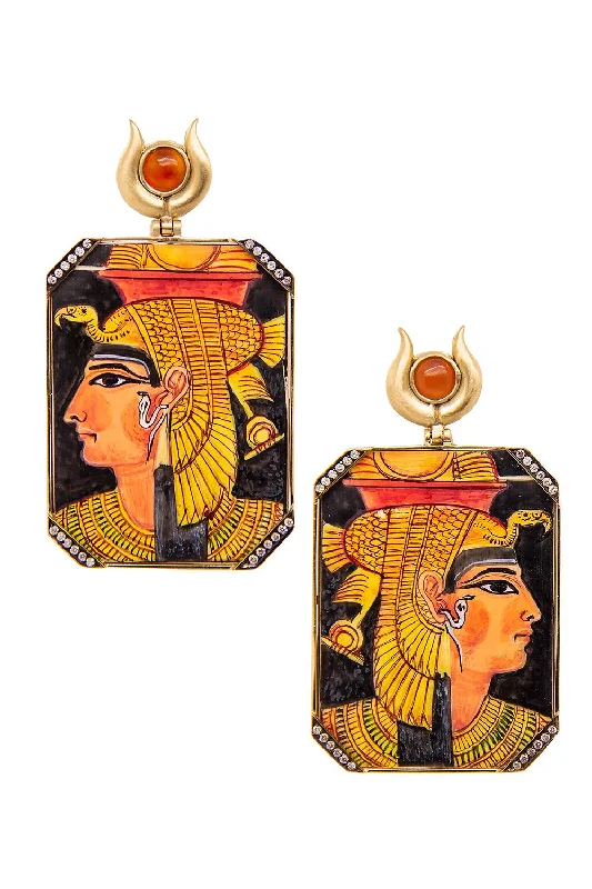 Rhinestone Mini Dresses for Bling Look -Egypt Miniature Painting Earrings