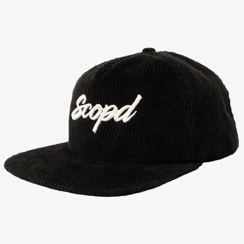 Fitted cap for snug personalized fit -Scopd Corduroy Snapback Hat 'Classic Logo' Black