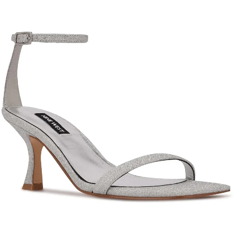 Ladies shoes featuring mirrored finishes dazzle bold -Nine West Womens RIPE3 Open Toe Ankle Strap Pumps