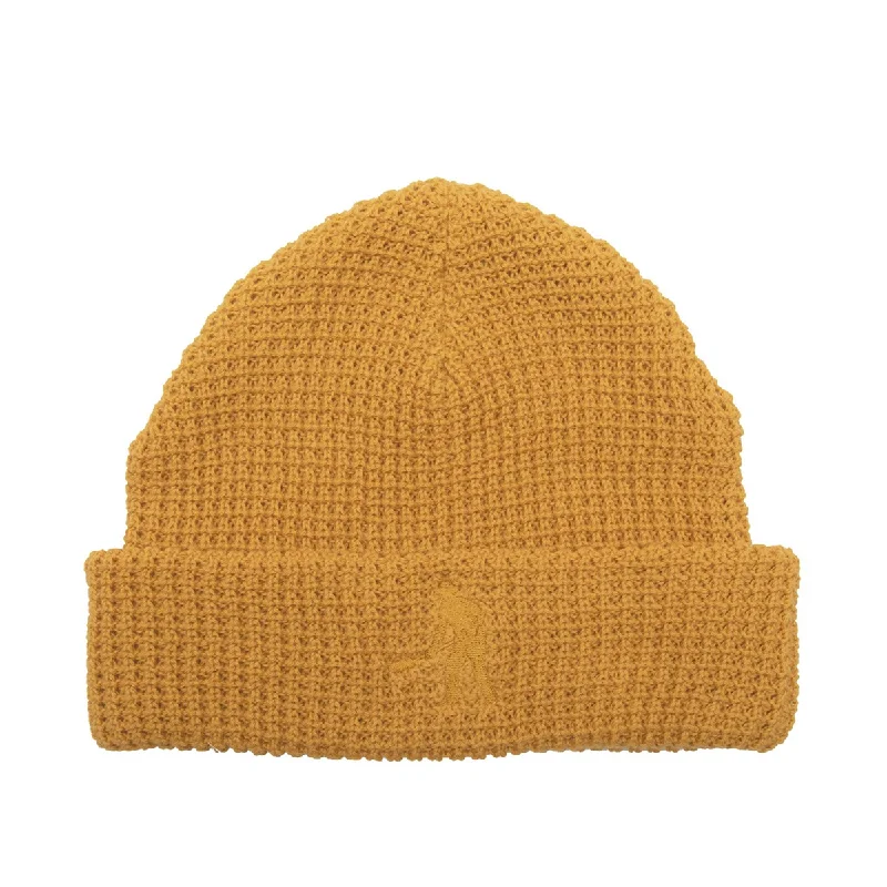 Mesh dad cap for ventilated hot days -Passport Organic Waffle Knit Beanie - Marigold