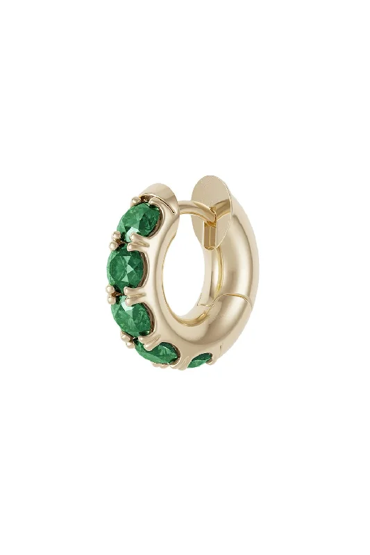 Mini Dresses for Beach Trips -Mini Macro Emerald Hoop Earring