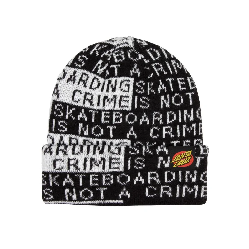 Designer baseball cap for luxury streetwear -Not A Crime Beanie (Black/White)