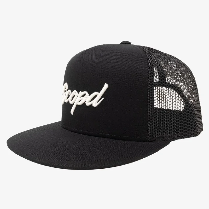 Washed cap with soft vintage feel -Scopd Trucker Snapback Hat 'Classic Logo' Black