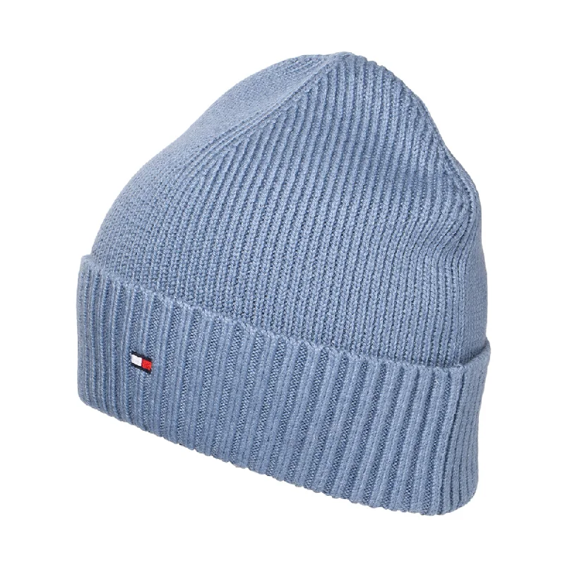 Soft cotton cap for all-day wear ease -Tommy Hilfiger Hats Pima Essential Flag Cotton Cashmere Beanie Hat - Blue