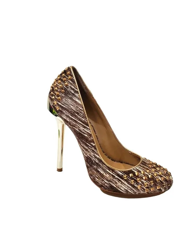 Ladies shoes with slip-on designs save time -BCBGMAXAZRIA Azura Studded Metallic Fabric Pumps