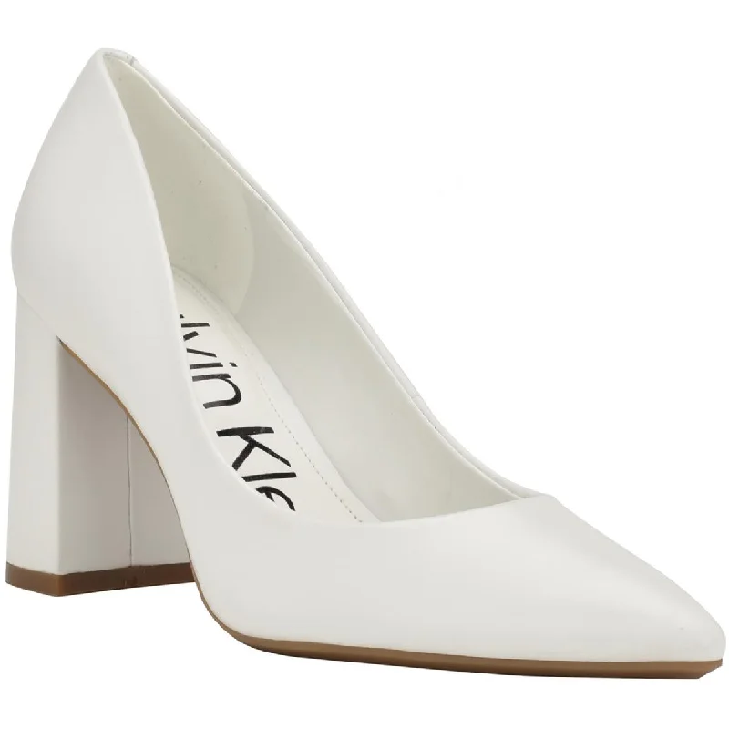 Ladies shoes featuring mirrored finishes dazzle bold -Calvin Klein Womens Jasmine Leather Pointed Toe Pumps