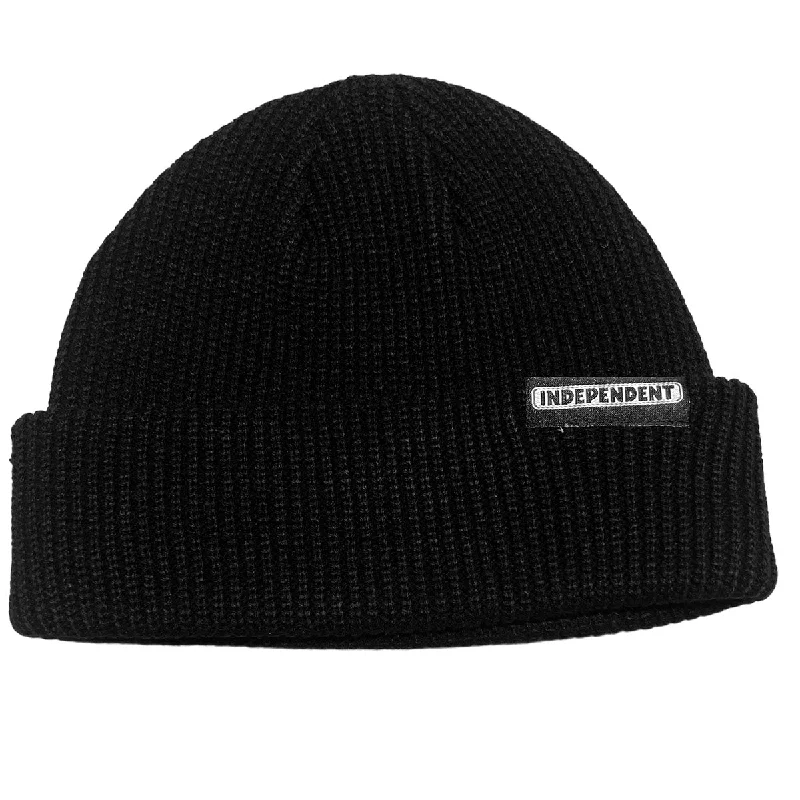 Canvas baseball cap for long-lasting wear -Independent - Bar Label Beanie Black