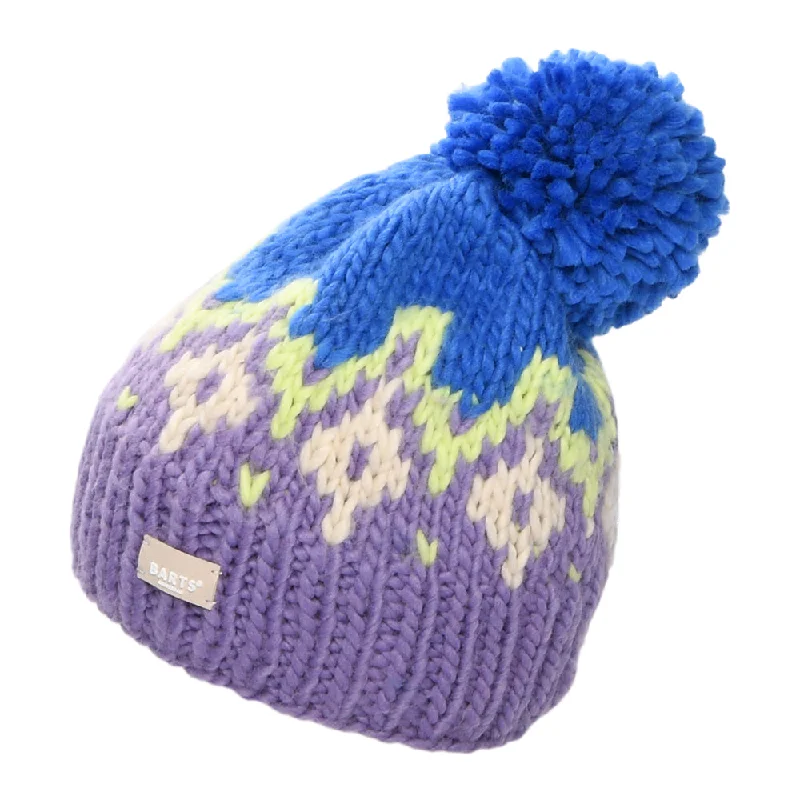 Washed cap with soft vintage feel -Barts Hats Curley Handknitted Bobble Hat - Violet-Blue