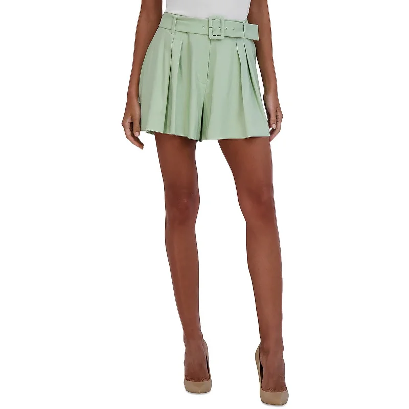 Studded Mini Dresses for Edgy Appeal -BCBGMAXAZRIA Womens Linen Blend Mini Flat Front Tie-Waist/belted