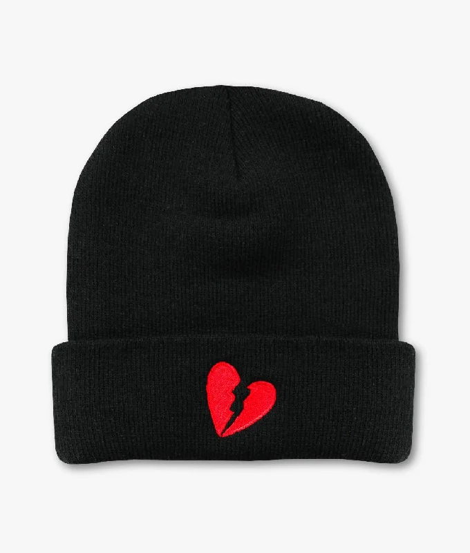 Fitted trucker cap for custom head fit -Broken Heart Embroidered Womens Beanie