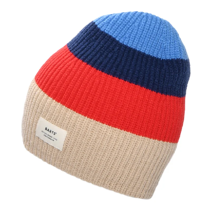 Lightweight cap for summer hiking trails -Barts Hats Dova Beanie Hat - Blue-Red-Cream