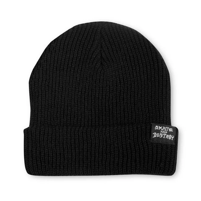 Cotton twill cap for durable daily use -Thrasher - Skate & Destroy/Skategoat Beanie Black