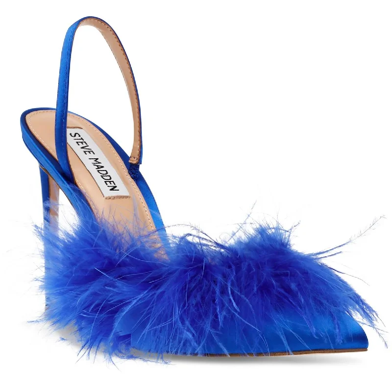 Ladies shoes for casual Fridays stay relaxed -Steve Madden Womens Alexis Satin Feathers Pumps