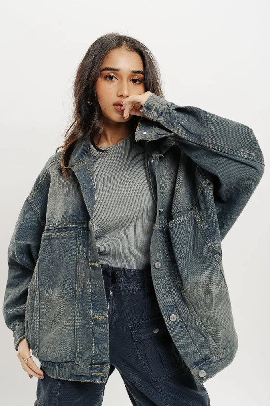 Patchwork Jackets for Unique -Faded Blue Denim Jacket