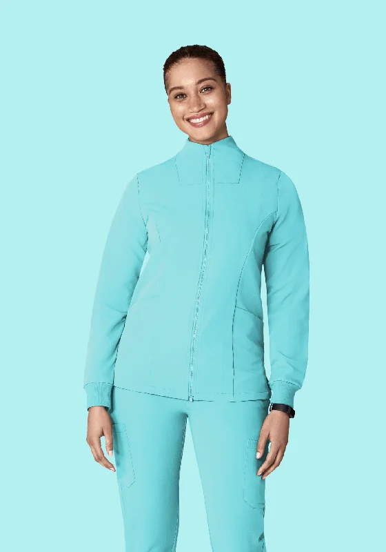 University Jackets for Academics -Women's Modern Scrub Jacket Aqua