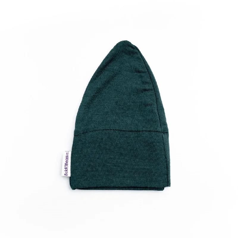 Warm wool cap for cold weather days -Bottle Green Mens Plain Bold Beanies Hat