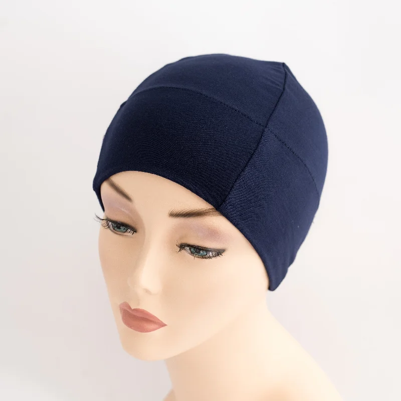 Embroidered name cap for unique personal touch -Navy Plain Women's Chemotherapy Beanie