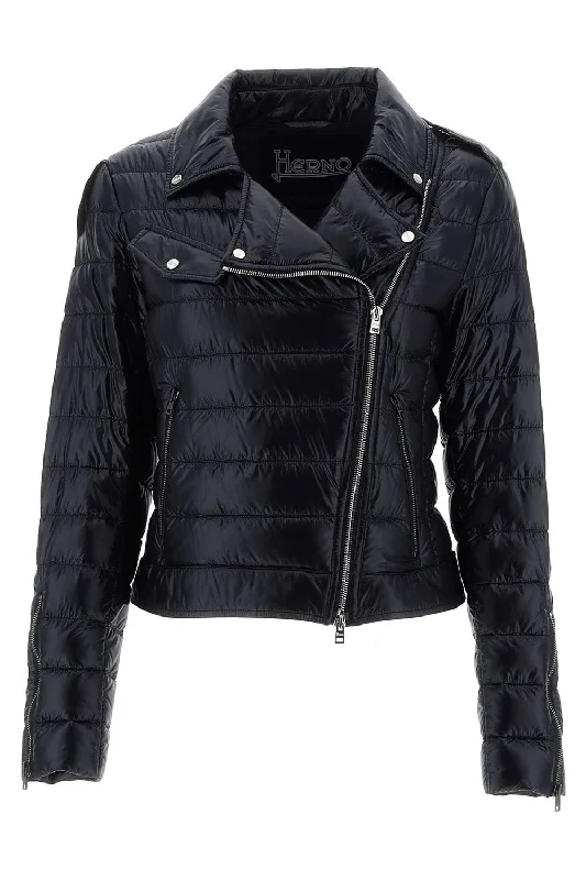 Sustainable Jackets for Eco-Friendly -Nylon Moto Jacket - Black