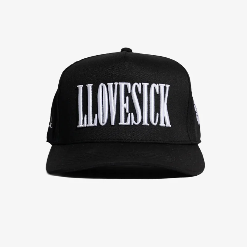 Adjustable dad cap for easy size tweaks -LLovesick 'Classic Logo' 3D Embroidered Snapback Cap Black LL1-101-BLK