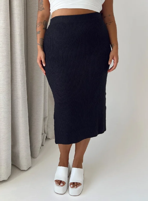 Mini Dresses for Maternity Wear -Zanna Midi Skirt Black Curve