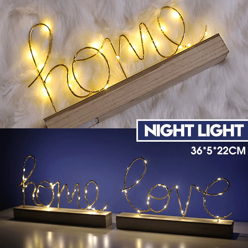 Mini Dresses for Wedding Guests -Wood Mini LED Night Light Home Love Desktop Letter Lamp Home Party Decor