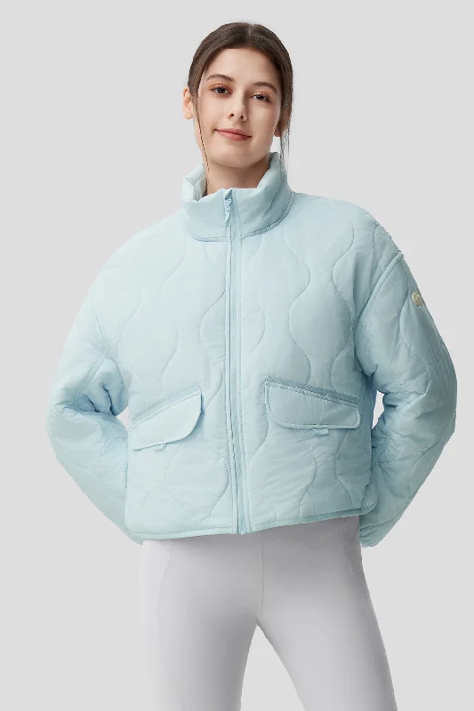 Father's Day Jackets for Present -Women's Lightweight Quilted Jacket with Stand Collar