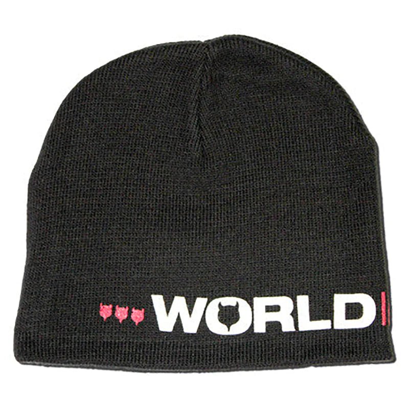 Adjustable strap cap for custom size comfort -World Industries Black Logo Beanie