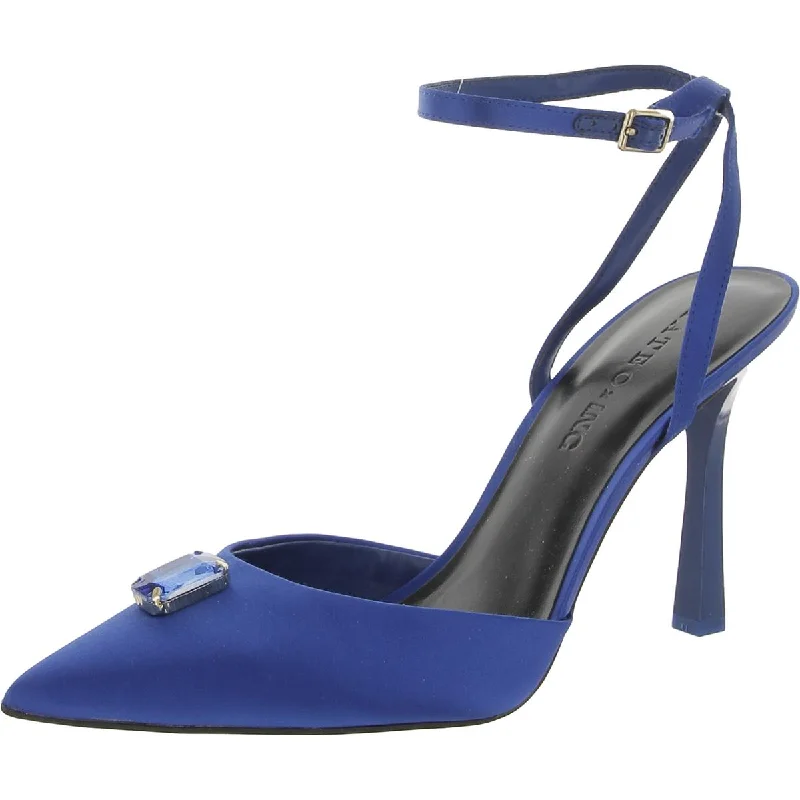 Ladies shoes with matte finishes stay subtle -INC Womens Victoria Satin Ankle Strap Pumps