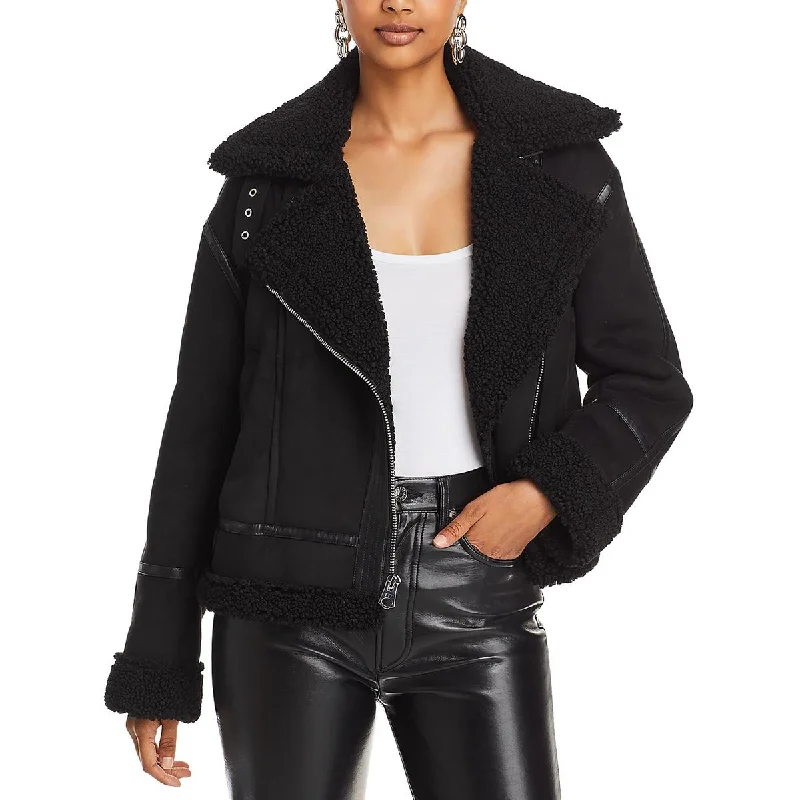 Party Jackets for Night Out -French Connection Womens Faux Suede Asymmetric Motorcycle Jacket