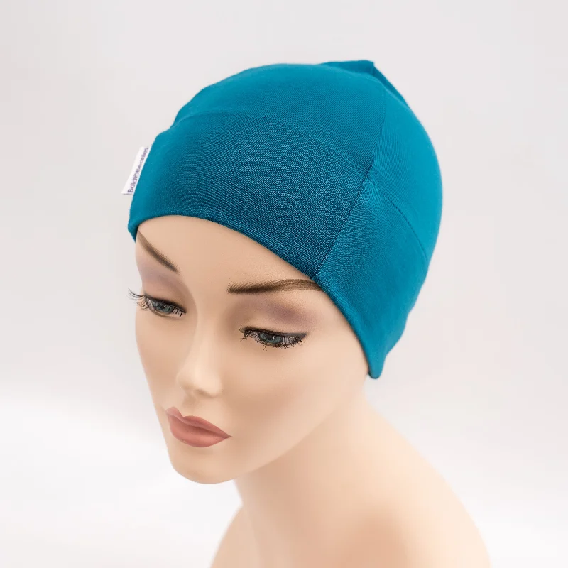 Neon graphic cap for eye-catching night runs -Teal Plain Stylish Hair Loss Hat