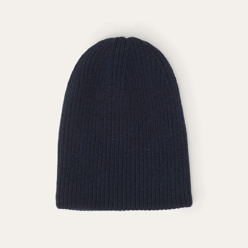 Premium cap with leather strap accent -Beanie Reversible Merino Wool