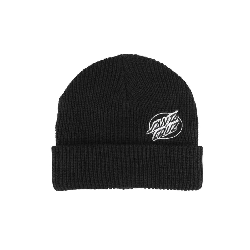 Classic cap with simple logo embroidery -Mono Lined Oval Dot Beanie (Black)