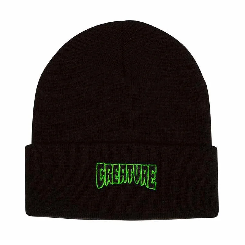 Soft cap for sensitive scalp comfort -Creature - Logo Outline Beanie Black