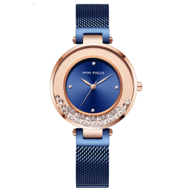 Mini Dresses for School Dances -MINI FOCUS MF0254L Ultra Thin Mesh Strap Crystal Elegant Women Watch Quartz Watch