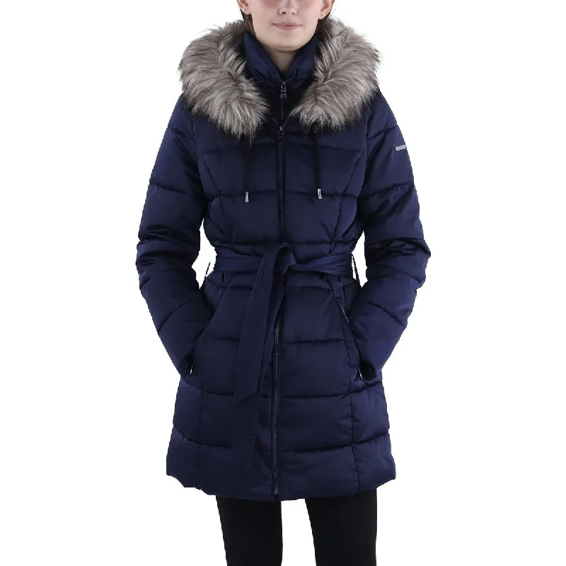 Organic Jackets for Natural -Laundry by Shelli Segal Womens Faux Fur Trim Hooded Puffer Jacket