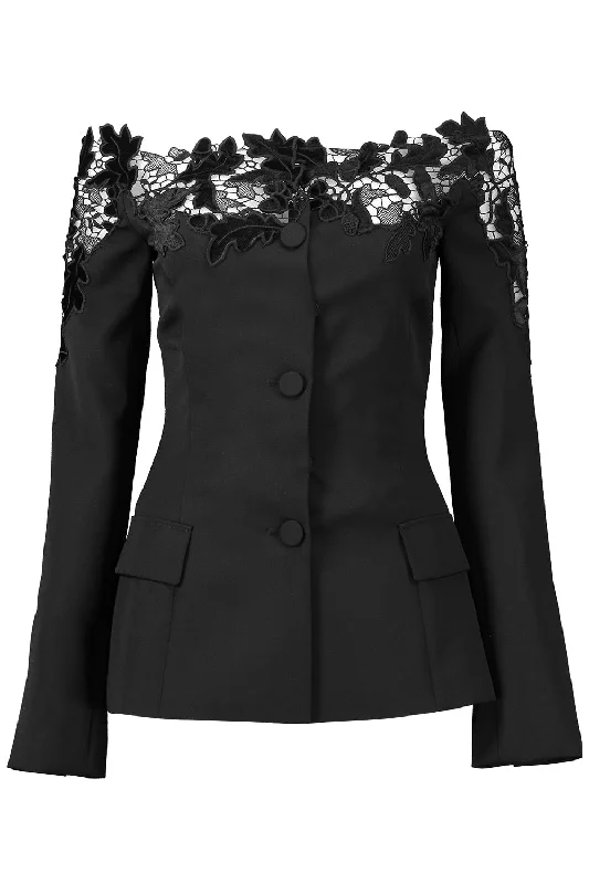 Office Jackets for Professional -Off The Shoulder Lace Jacket