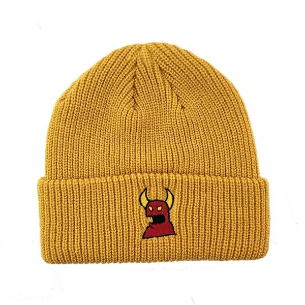 Wool sports cap for chilly game nights -Monster Beanie (Mustard)