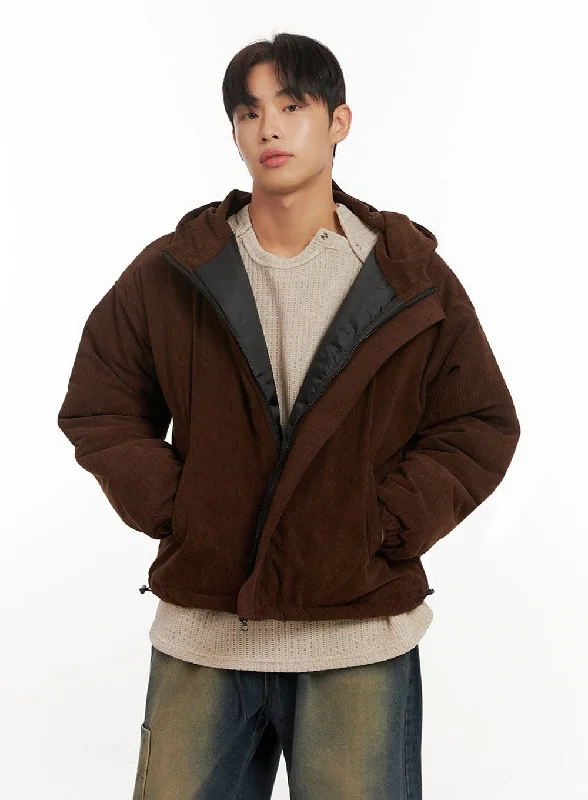 Office Jackets for Professional -Men's Corduroy Hooded Jacket ID406