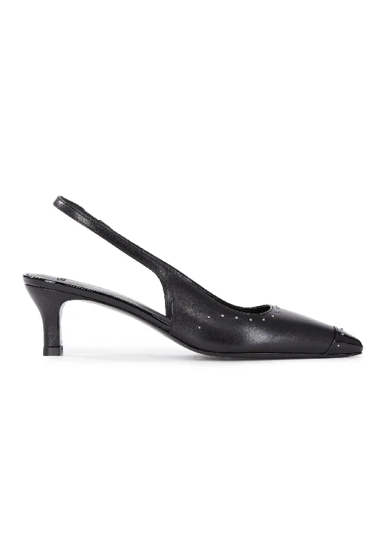 Ladies shoes for casual Fridays stay relaxed -Slingback Pumps In Leather With Studs | Women | Black