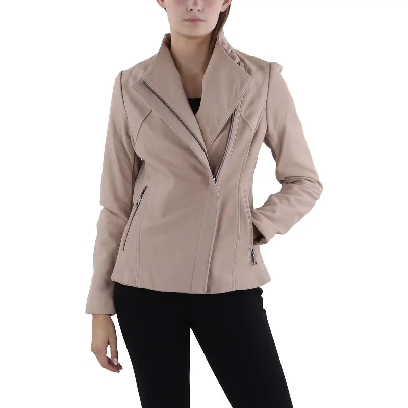 Wool Jackets for Cozy Feelings -Tahari Womens Leather Long Sleeve Leather Jacket