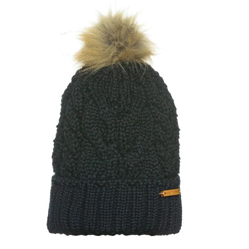 Premium cap with leather strap accent -Eco Spurr Beanie in Black