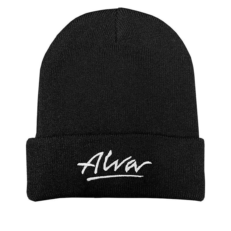 Warm wool cap for cold weather days -Alva Skateboards BLACK OG Logo Beanie