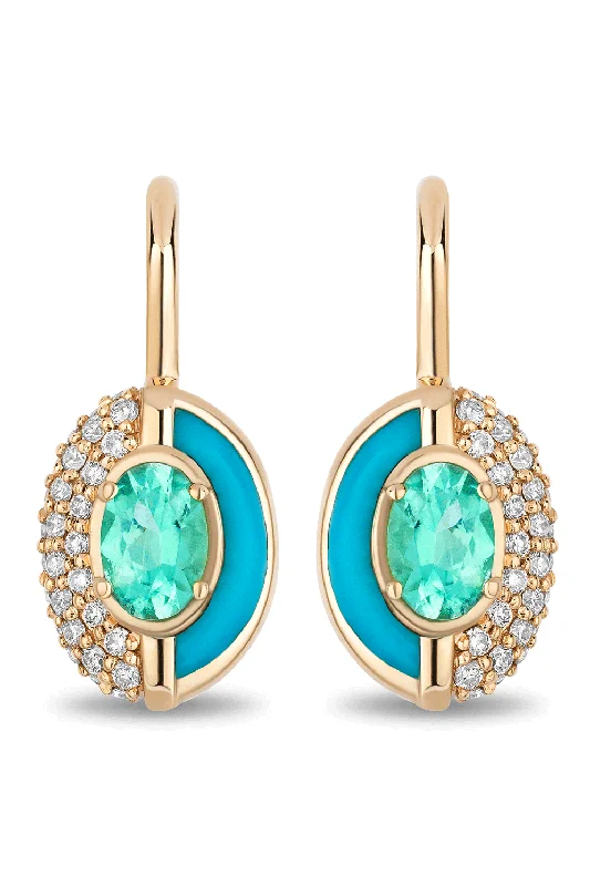 Animal Print Mini Dresses for Fun Look -Paraiba Tourmaline Sugar And Spice Mini Drop Earrings