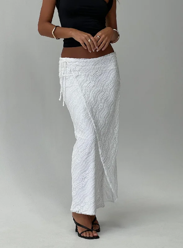 Mini Dresses for Garden Parties -Ring Her Up Lace Wrap Maxi Skirt White