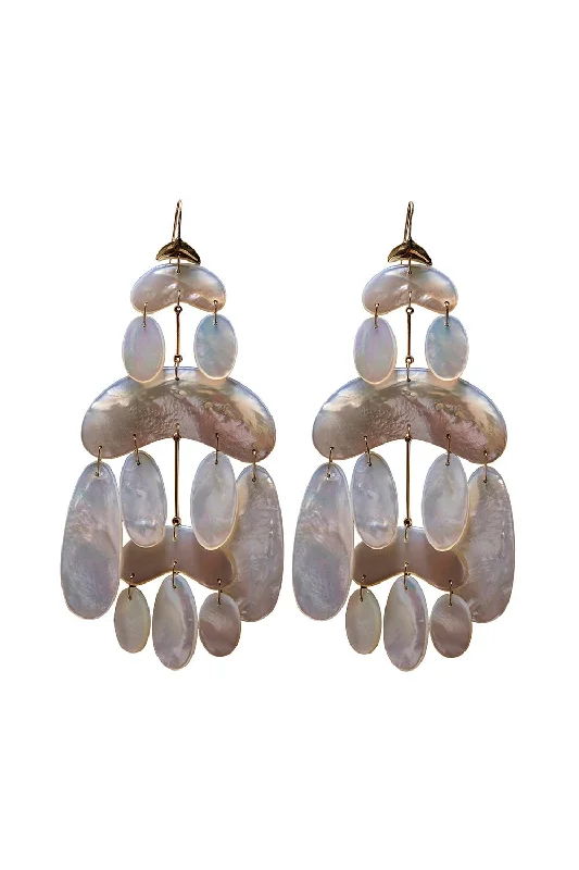 Mini Dresses for Curvy Figures -Mini Pearl Cut Stone Chandelier Earrings