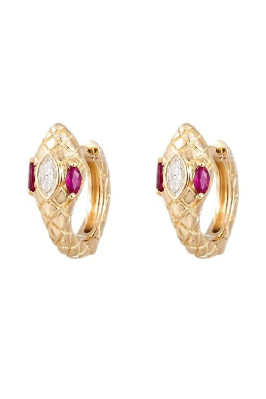 A-line Mini Dresses for Flattering Fit -Ruby Diamond Snake Mini Hoop Earrings