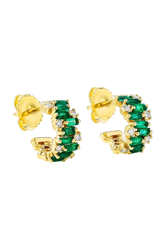 Shift Mini Dresses for Simple Design -Shimmer Emerald Mini Hoop Earrings