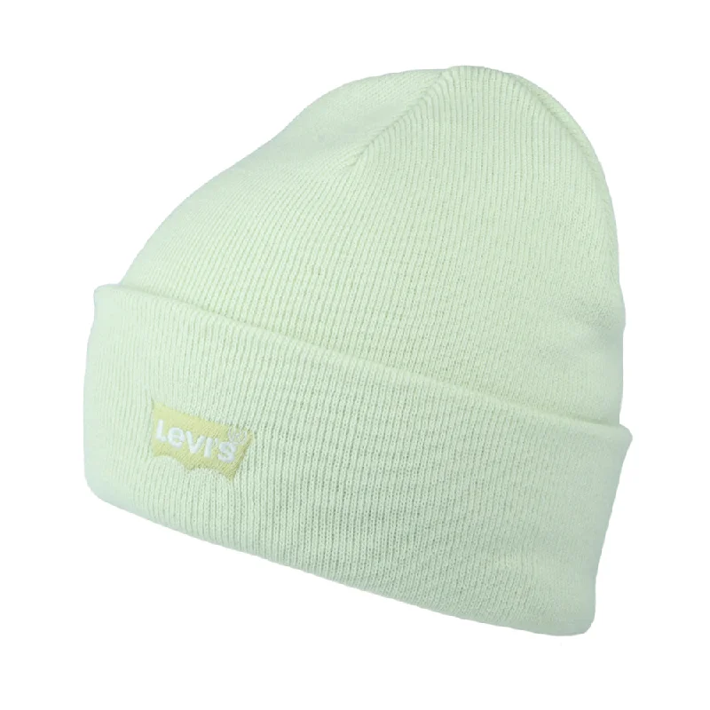 Sports team cap for game day support -Levi's Hats Tonal Batwing Embroidery Slouchy Beanie Hat - Light Green