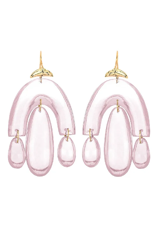 Sequined Mini Dresses for Sparkle Effect -Mini Rose Quartz Chandelier Earrings